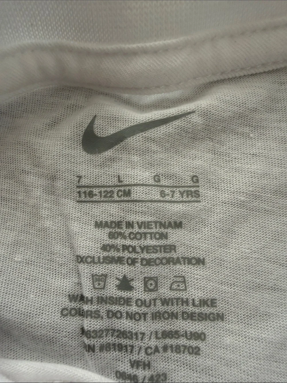 Nike White Long Sleeve Tee with Blue Swoosh Print